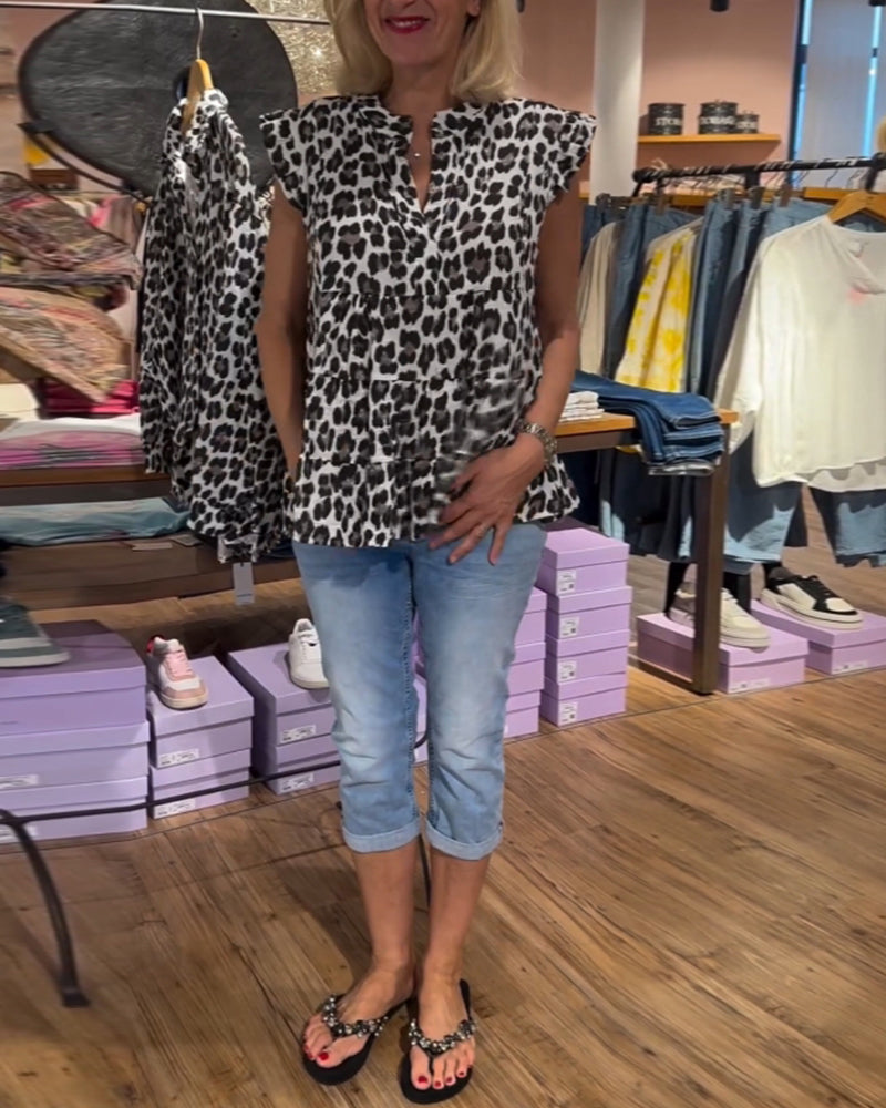 Leopardenmuster Patchwork Freizeitoberteil