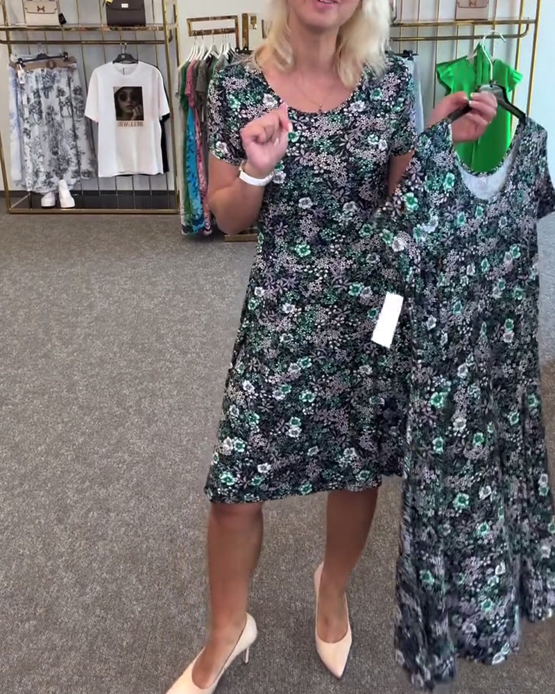 Temperament Slim Waist Gedrucktes Kleid