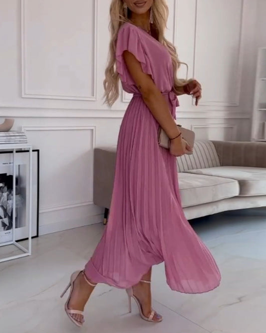 Elegantes Kleid mit Rüschensleeves in einfarbig