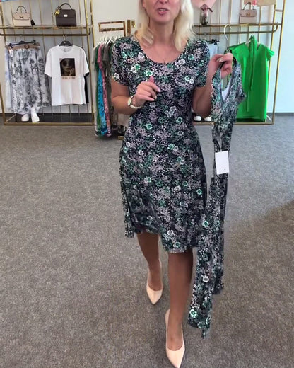 Temperament Slim Waist Gedrucktes Kleid