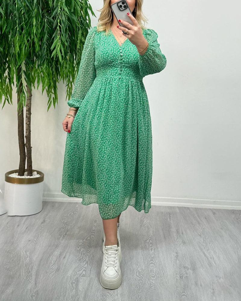 Bedrucktes elegantes Knopfkleid