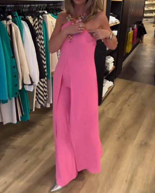 Halterneck Schlitz einfarbiges Zweiteiler-Set