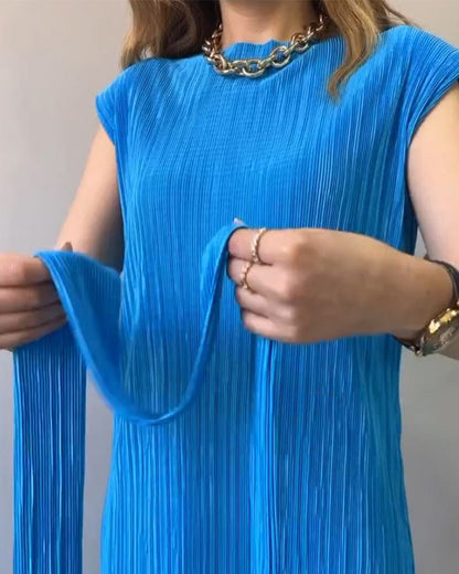 Ärmelloses Texturiertes Maxikleid