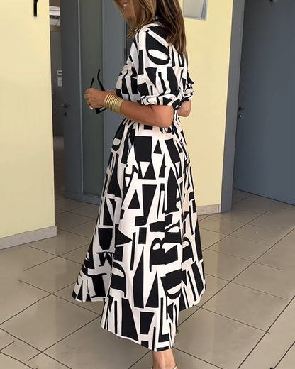 Geometrischer Druck lockeres Kleid