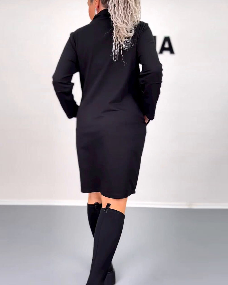 Lässiges gerades Kleid mit Kordelzug