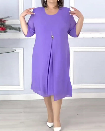 Damen Kleid in einfarbigem, lockeren Stil