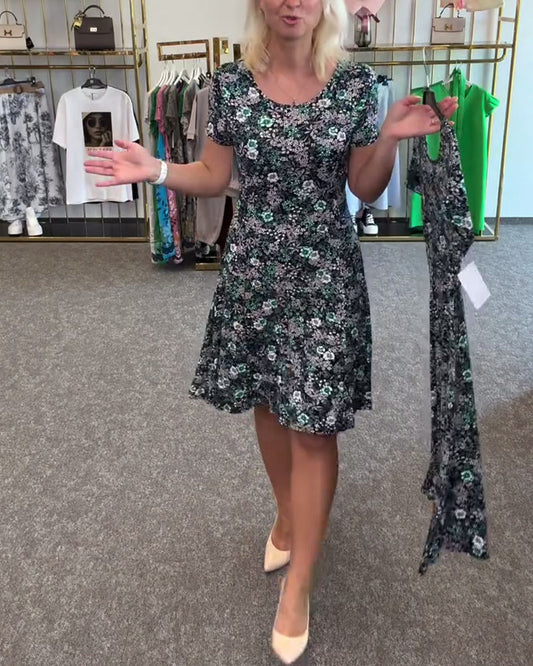 Temperament Slim Waist Gedrucktes Kleid