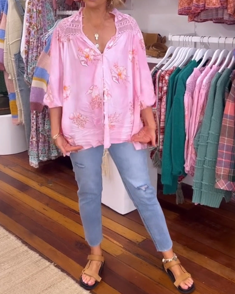 V-Ausschnitt weiches bedrucktes Shirt