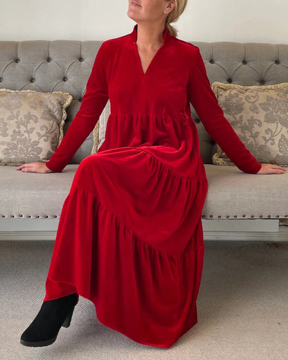 V-Ausschnitt Patchwork Kleid