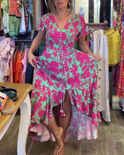 Bedrucktes Kurzarmkleid