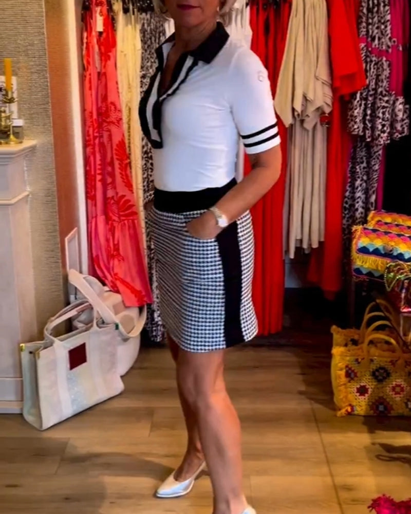 Hahnentritt Patchwork-Kleid