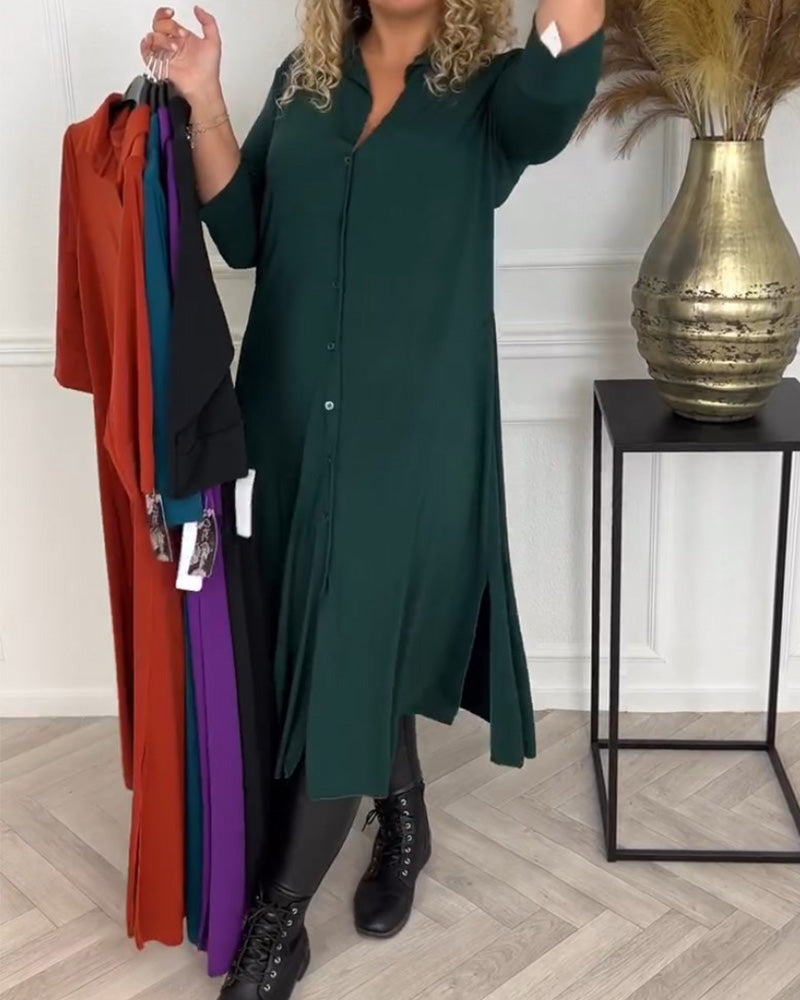 Knopfhemd Kleid in einfarbig