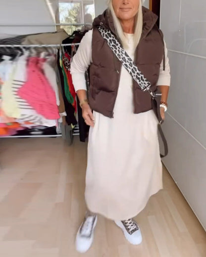 Einfarbige Kapuzenweste