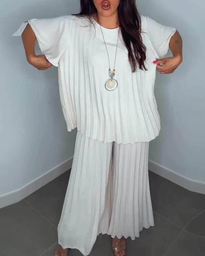 Einfarbige, plissierte, lockere Sets