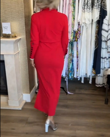 Elegantes Kleid mit Schlitz in einfarbig