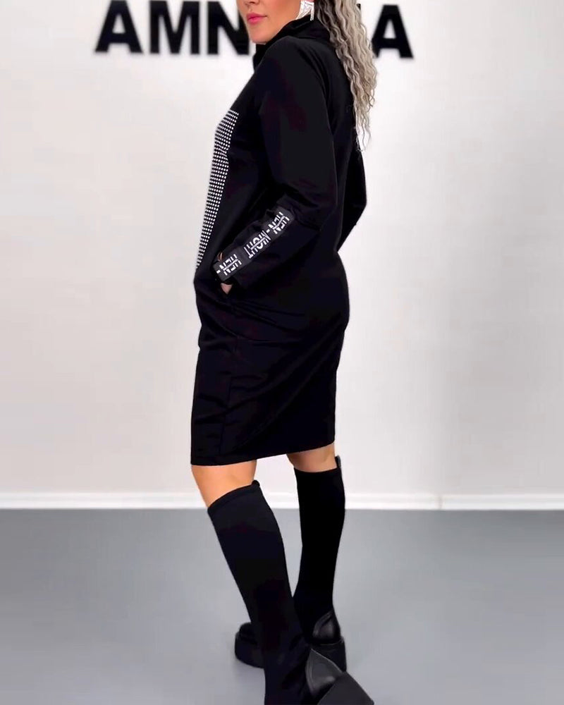 Lässiges gerades Kleid mit Kordelzug