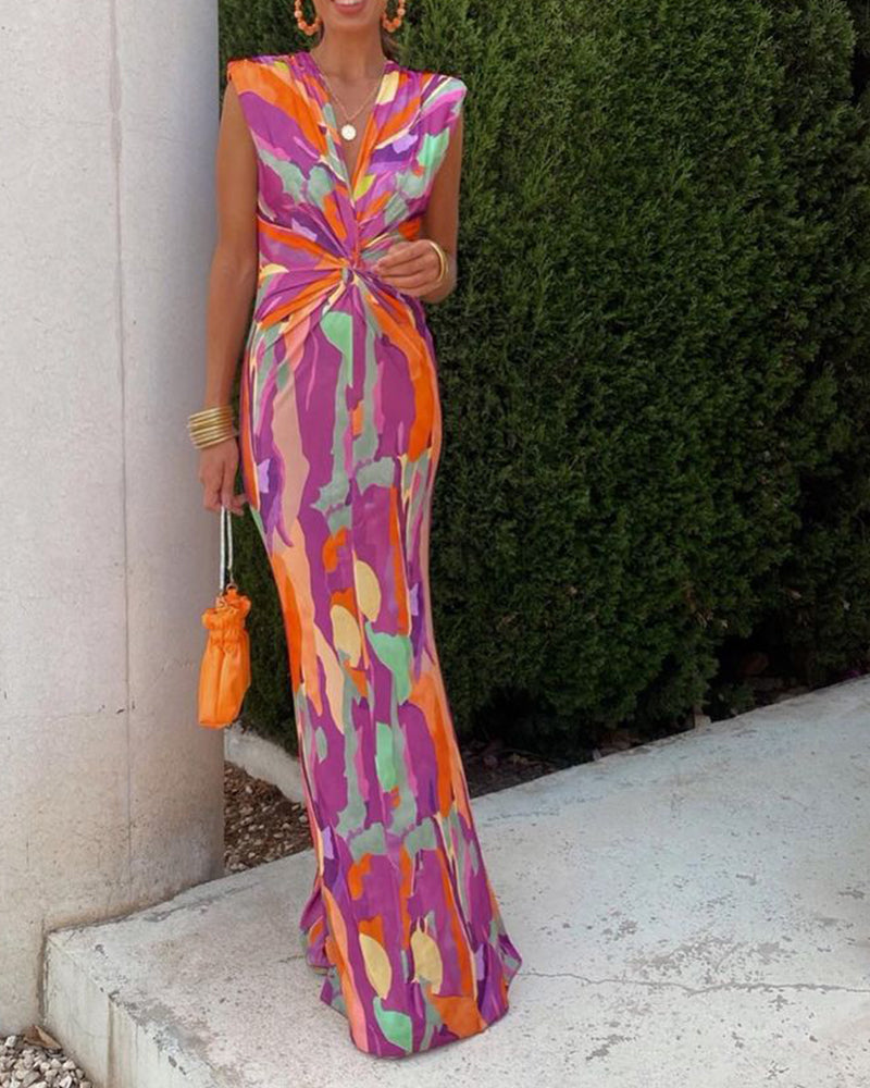 Sexy ärmelloses Kleid mit Schleifenmuster