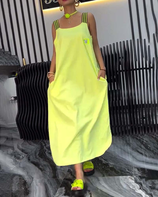 Gespaltener Träger Lockeres Kleid