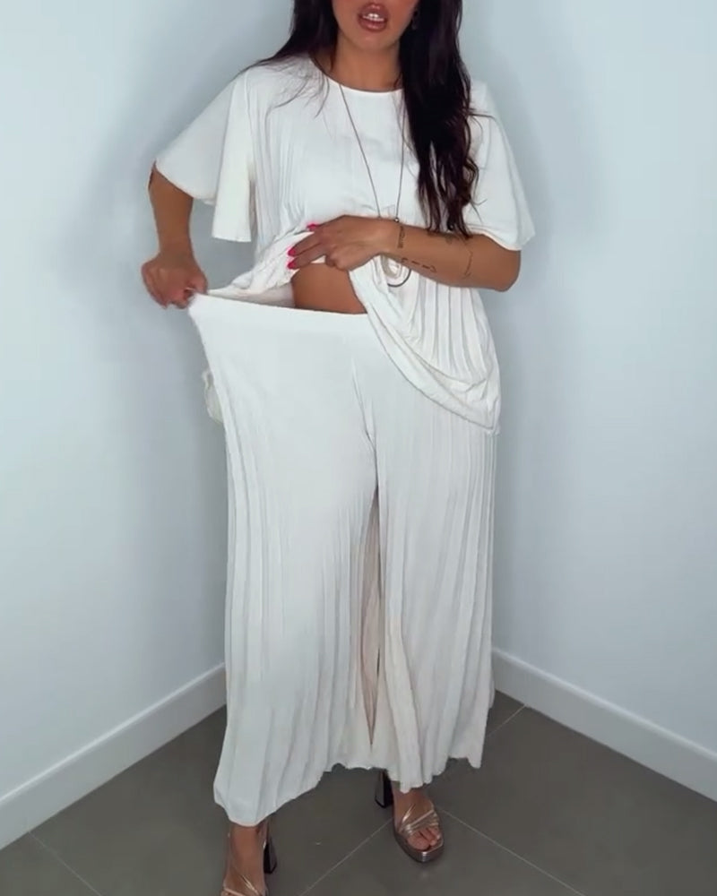 Einfarbige, plissierte, lockere Sets