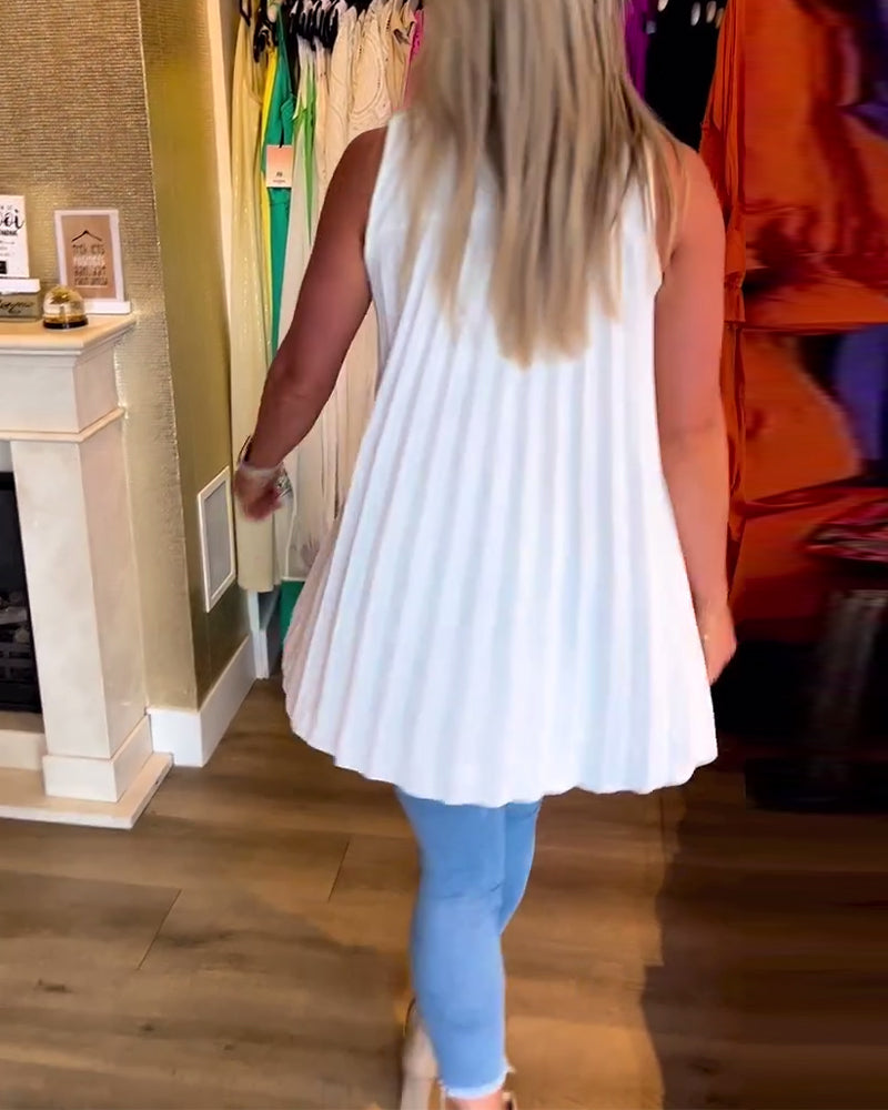 Ärmelloses Top mit Revers und Raffung