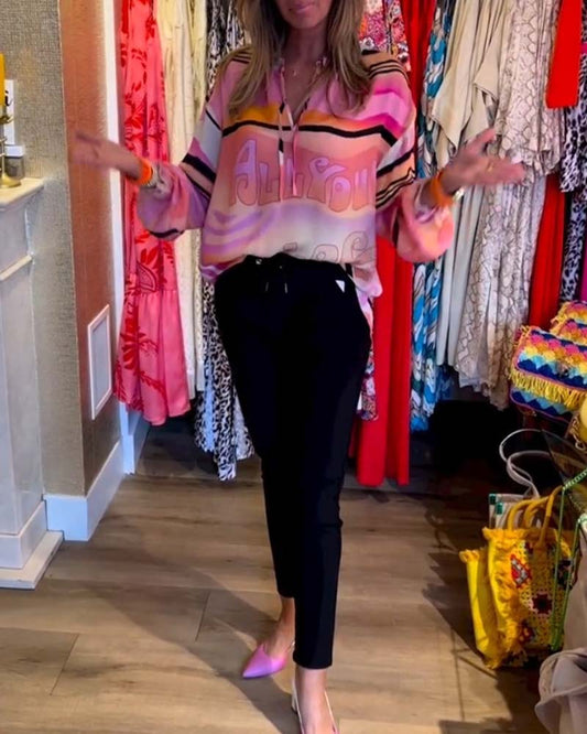 Hängendes Kontrastdruck Freizeitoberteil