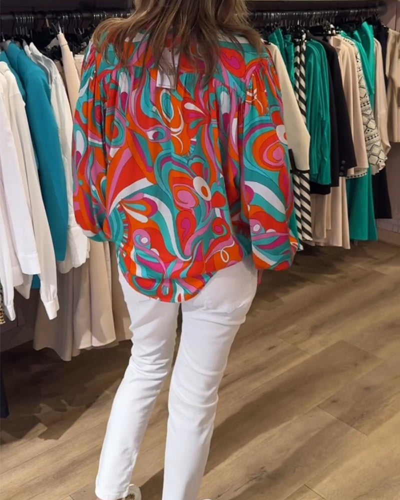 Lässige bedruckte Bluse für den Arbeitsweg