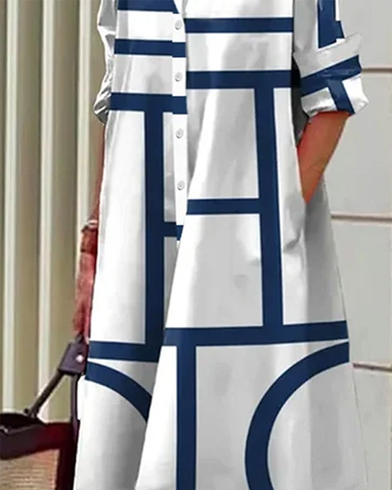 Kleid mit geometrischem Druck und Taschen
