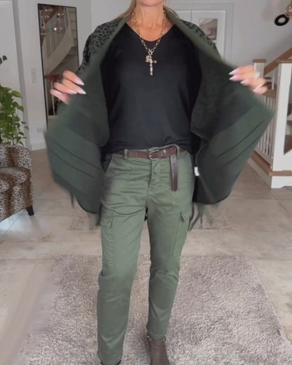 Leopardenmuster Langarm-Cardigan