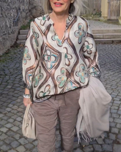 Retro-Stil modische Bluse mit langen Ärmeln