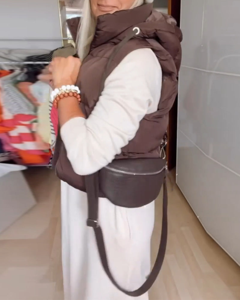 Einfarbige Kapuzenweste