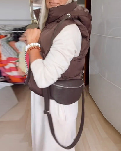 Einfarbige Kapuzenweste