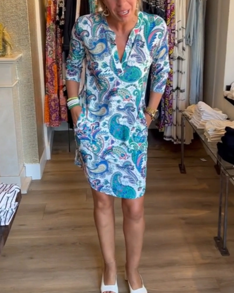 3/4 Ärmel Kleid mit Taschen