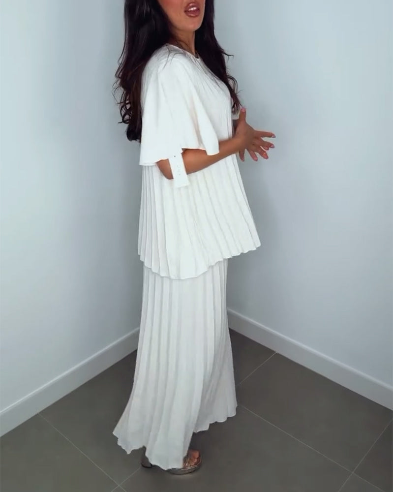 Einfarbige, plissierte, lockere Sets