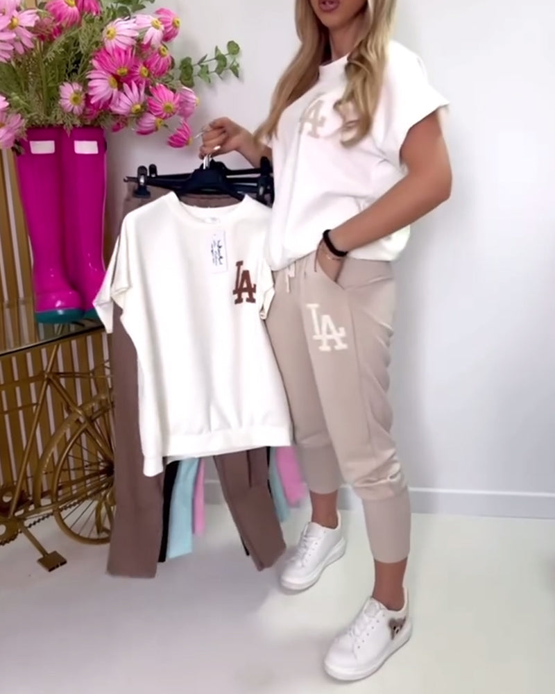 Sport Buchstaben Druck Skinny Hose Set