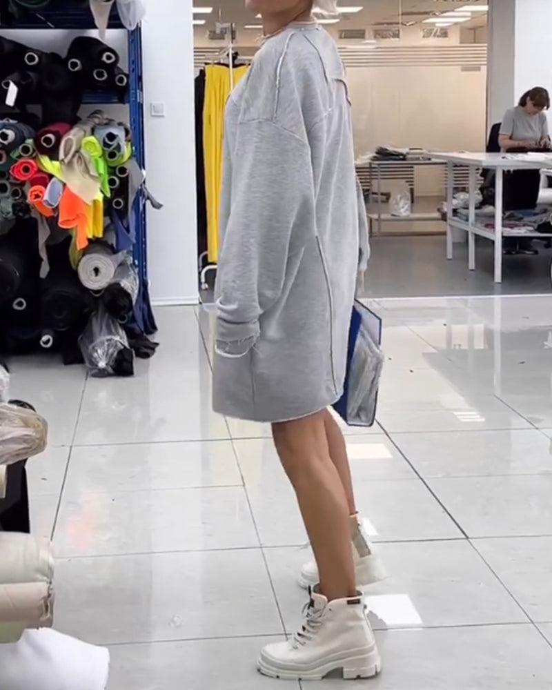 Rundhals Freizeit Shift Kleid