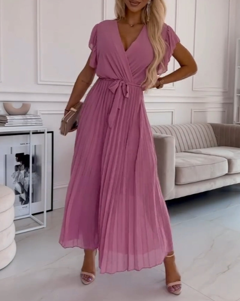 Elegantes Kleid mit Rüschensleeves in einfarbig