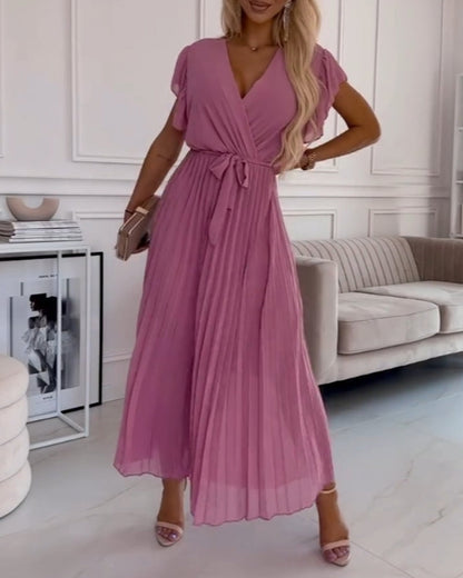Elegantes Kleid mit Rüschensleeves in einfarbig