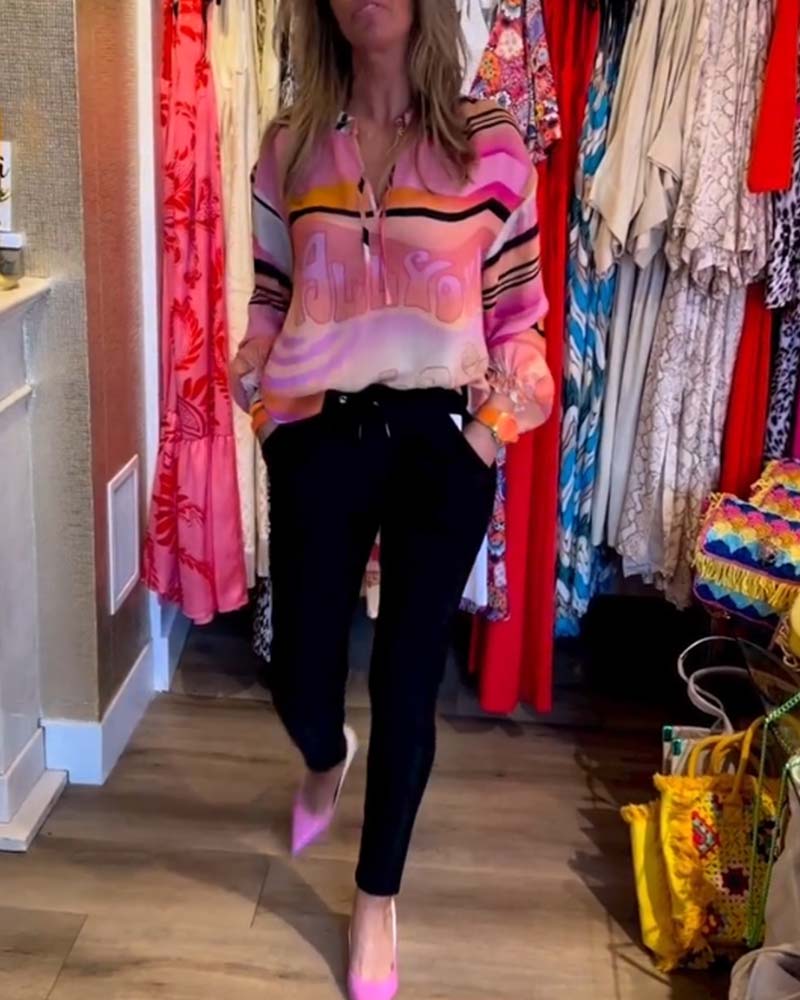 Hängendes Kontrastdruck Freizeitoberteil