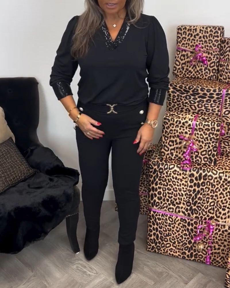 Einfarbiger Pendel-Top mit V-Ausschnitt