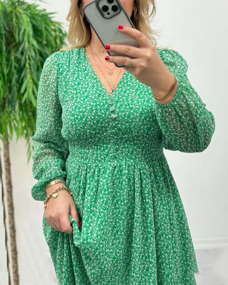 Bedrucktes elegantes Knopfkleid