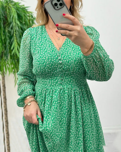 Bedrucktes elegantes Knopfkleid