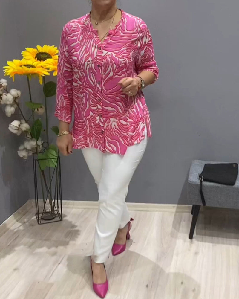 Langärmliges bedrucktes Hemd mit Knöpfen