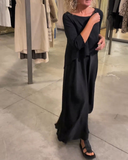 Zweiteiliges Set aus einfarbigem Top und Trägerkleid