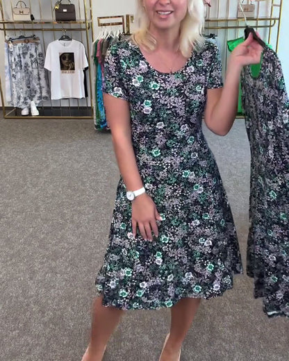 Temperament Slim Waist Gedrucktes Kleid