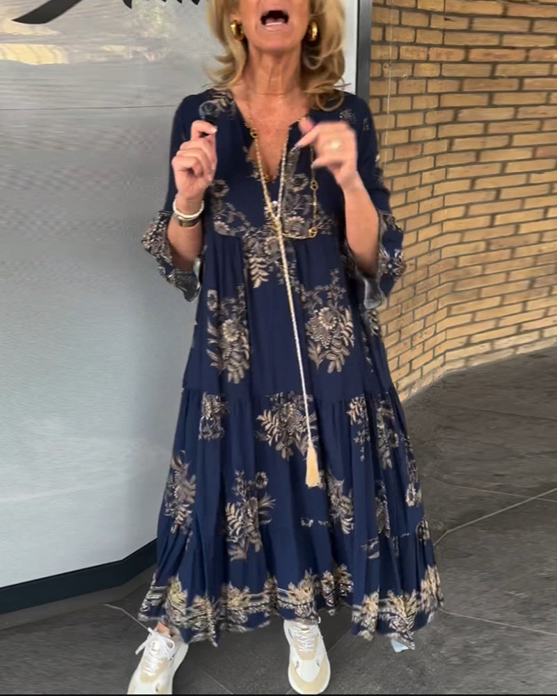 V-Ausschnitt Vintage Lockeres Kleid