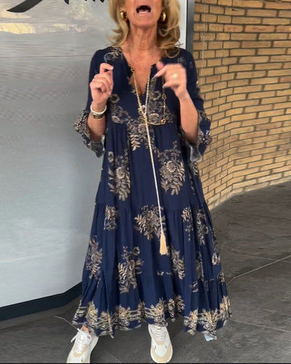 V-Ausschnitt Vintage Lockeres Kleid