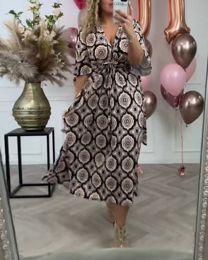 Damen lässiges ethnisches Druckkleid