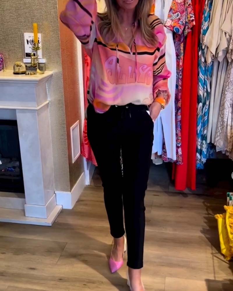 Hängendes Kontrastdruck Freizeitoberteil