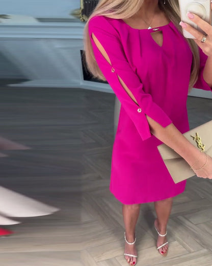 Elegantes Einfarbiges Hohles Gerades Kleid