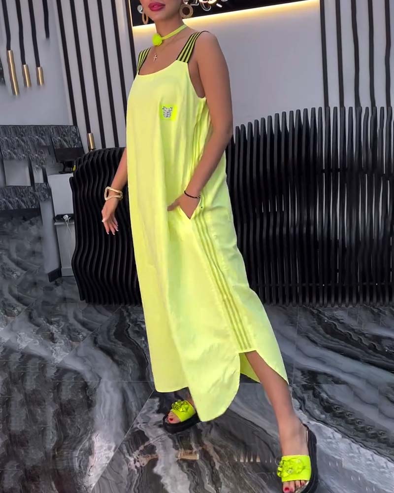 Gespaltener Träger Lockeres Kleid